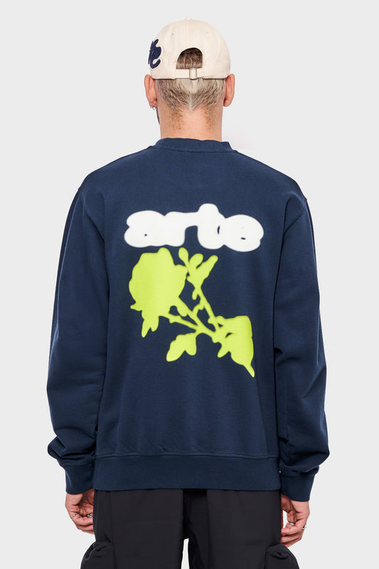 meskie#@Bluza BLUR FLOWER CREWNECK granatowa