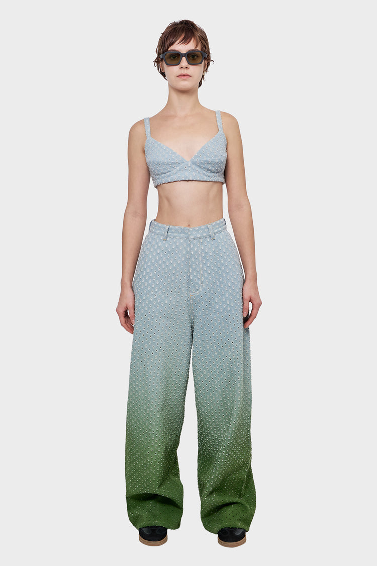 Spodnie PERFORATED JEANS jasnoniebieskie/zielone