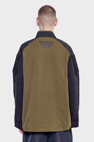meskie#@Bluza TACTICAL HALF ZIP czarno/zielona