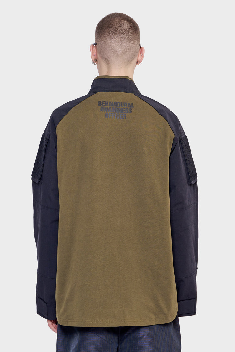 meskie#@Bluza TACTICAL HALF ZIP czarno/zielona