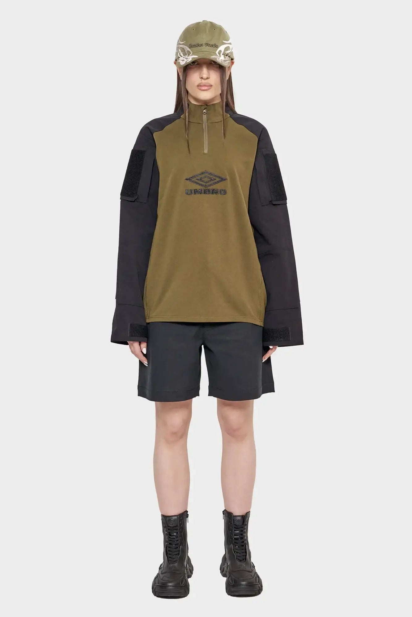 damskie#@Bluza TACTICAL HALF ZIP czarno/zielona