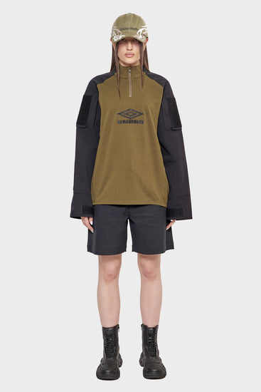 damskie#@Bluza TACTICAL HALF ZIP czarno/zielona