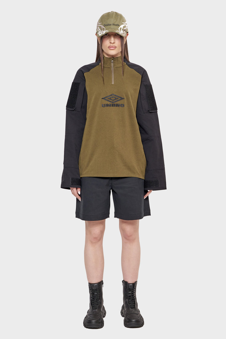 damskie#@Bluza TACTICAL HALF ZIP czarno/zielona