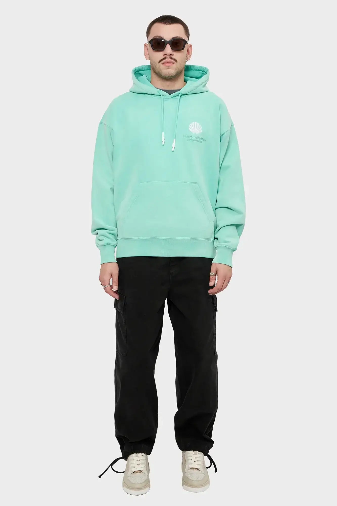 meskie#@Bluza LOGO HOODIE turkusowa