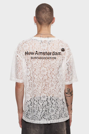 meskie#@Koszulka LACE LOGO TEE biała