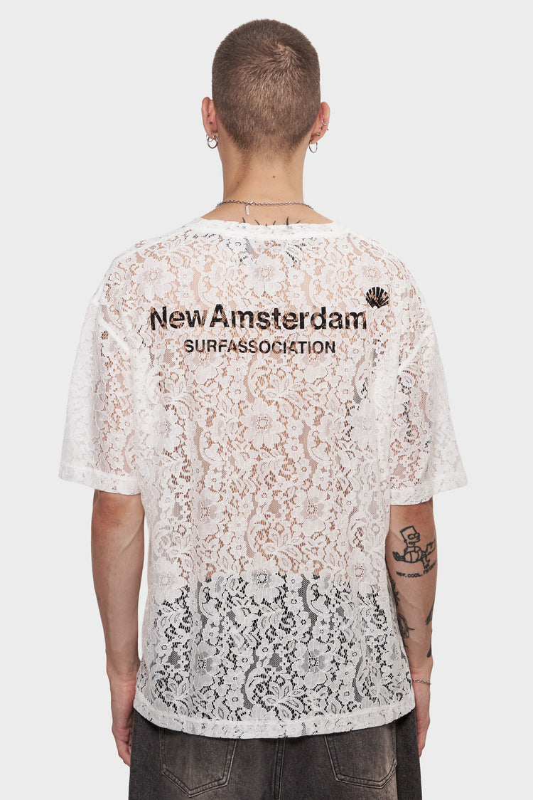 meskie#@Koszulka LACE LOGO TEE biała
