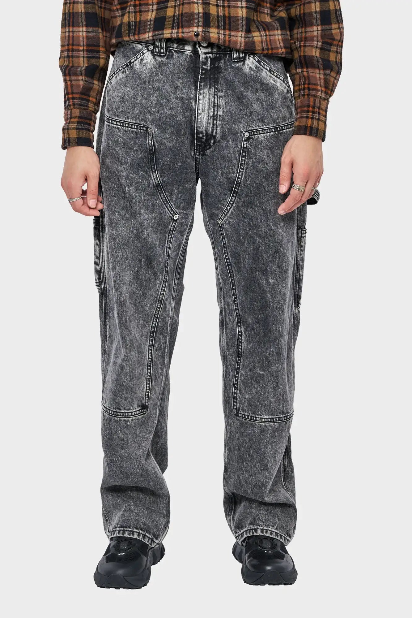ACID WASH DENIM CARPENTER Black Trousers