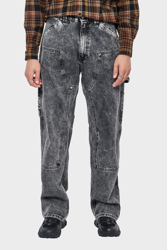 meskie#@Spodnie ACID WASH DENIM CARPENTER Czarne