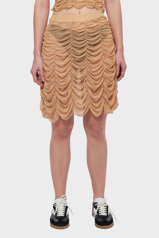 MESH DRAPE SKIRT beige