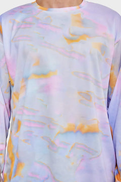 Bluza unisex z abstrakcyjnym pastelowym wzorem, fioletowo-różowe i żółte detale