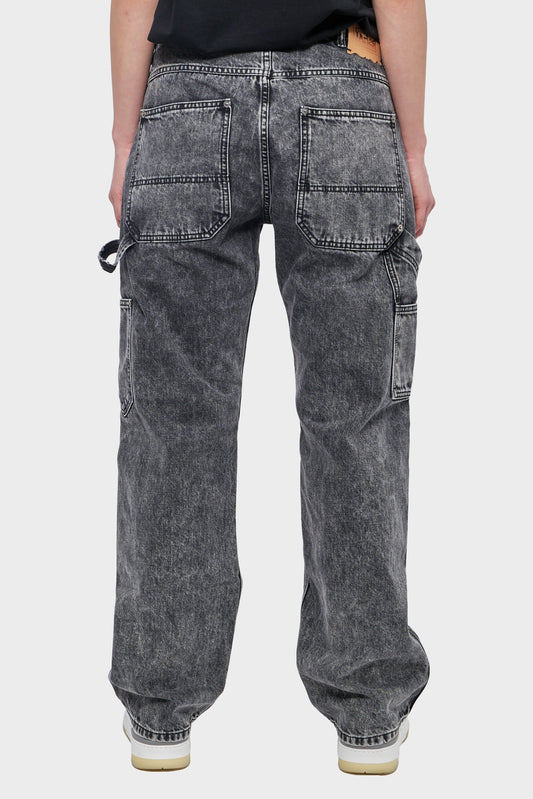damskie#@Spodnie ACID WASH DENIM CARPENTER Czarne