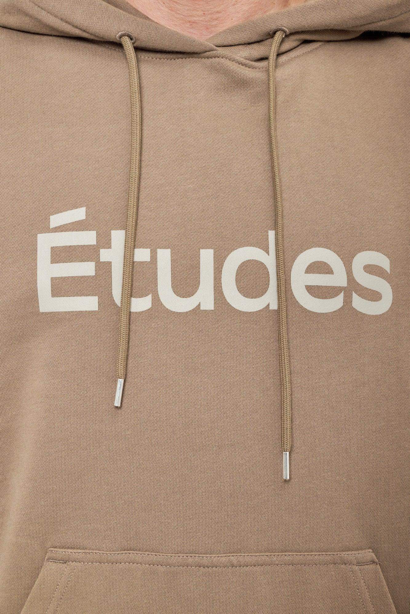 Beżowa bluza z kapturem z napisem Études na klatce piersiowej, streetwear męski