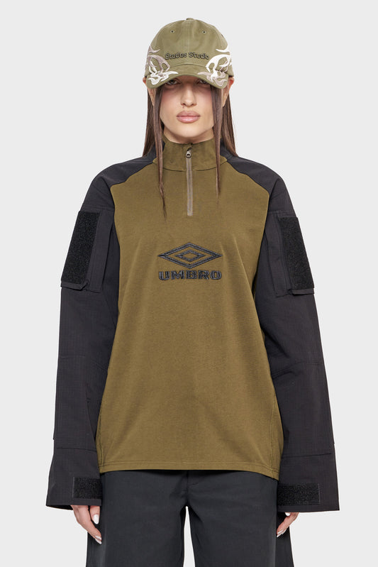 damskie#@Bluza TACTICAL HALF ZIP czarno/zielona