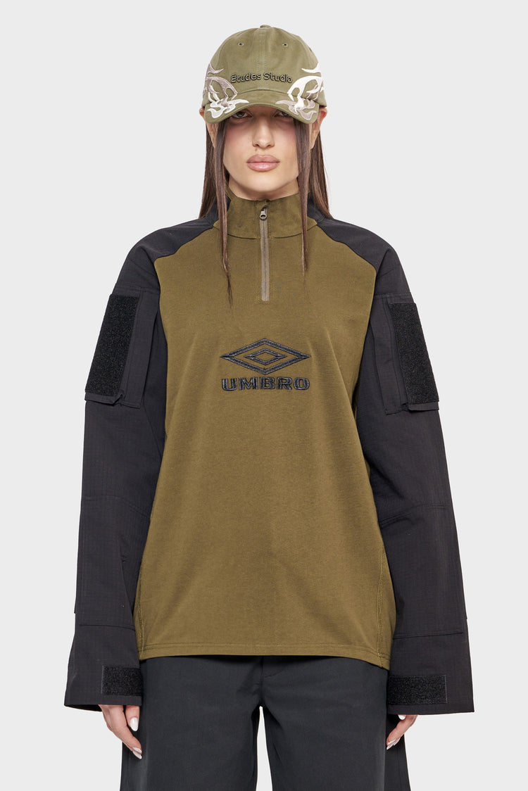 damskie#@Bluza TACTICAL HALF ZIP czarno/zielona