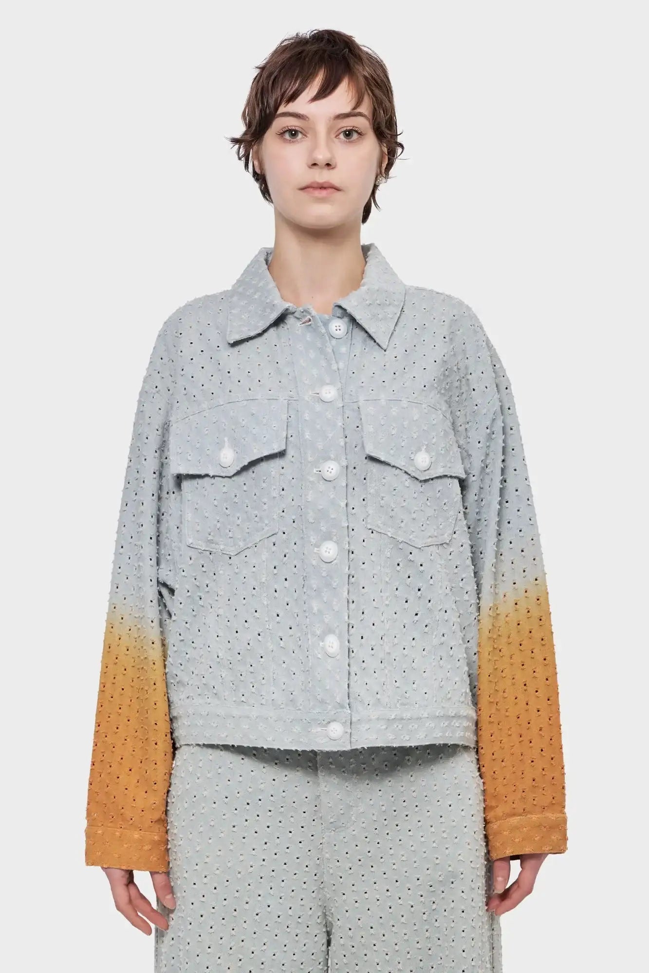 DENIM JACKET light blue/orange