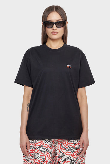 damskie#@Koszulka MINI EMBROIDERED LOGO czarna