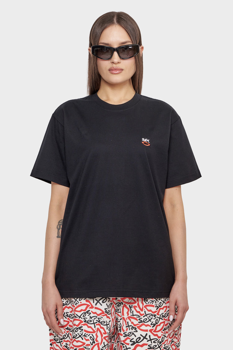 damskie#@Koszulka MINI EMBROIDERED LOGO czarna