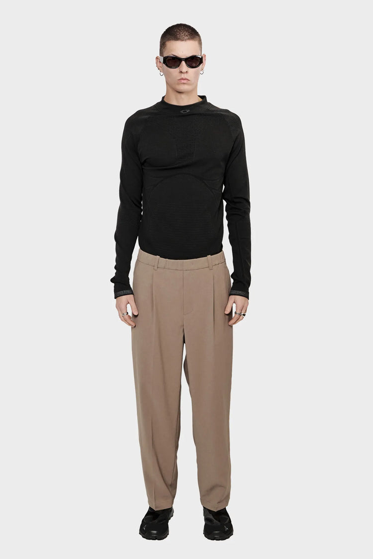 Spodnie ONE TUCK STRAIGHT beżowo-brązowe