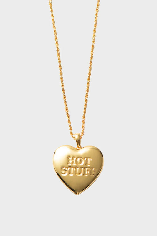 HELLO, HOT STUFF necklace, gold