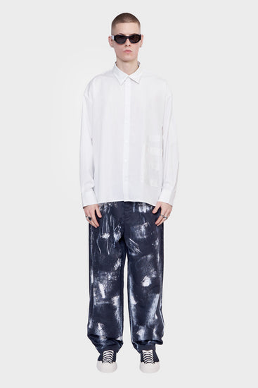 meskie#@Koszula OVERSIZE SHIRT E PATCH biała