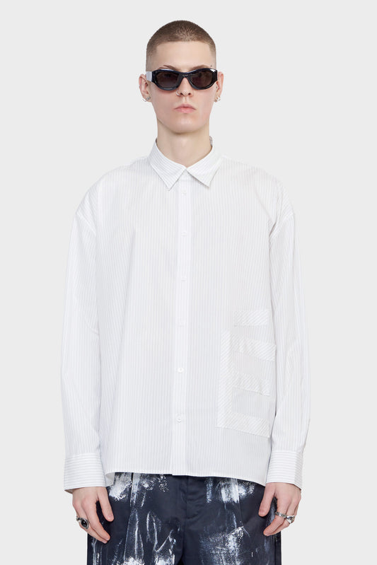 meskie#@Koszula OVERSIZE SHIRT E PATCH biała