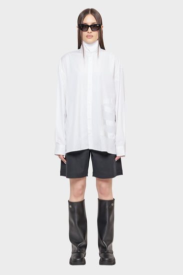 damskie#@Koszula OVERSIZE SHIRT E PATCH biała