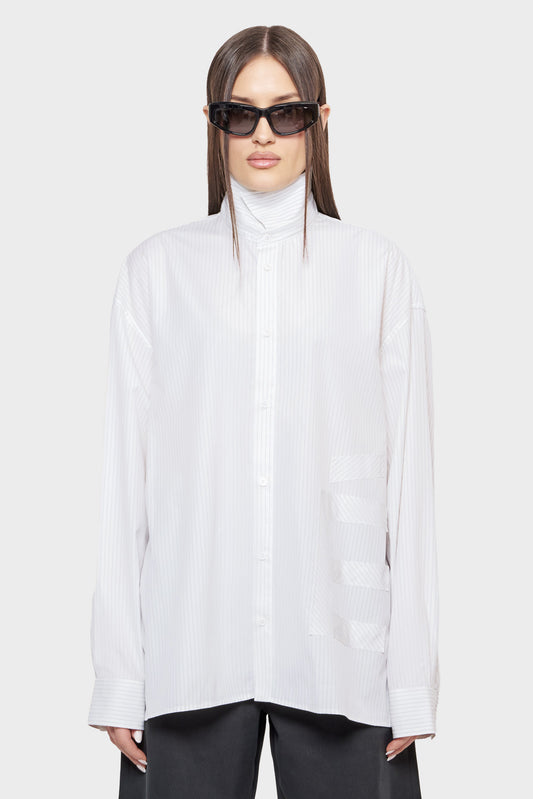 damskie#@Koszula OVERSIZE SHIRT E PATCH biała
