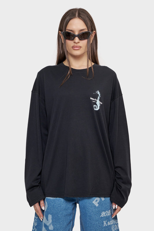 damskie#@Longsleeve SEAHORSE LONGSLEEVE czarny