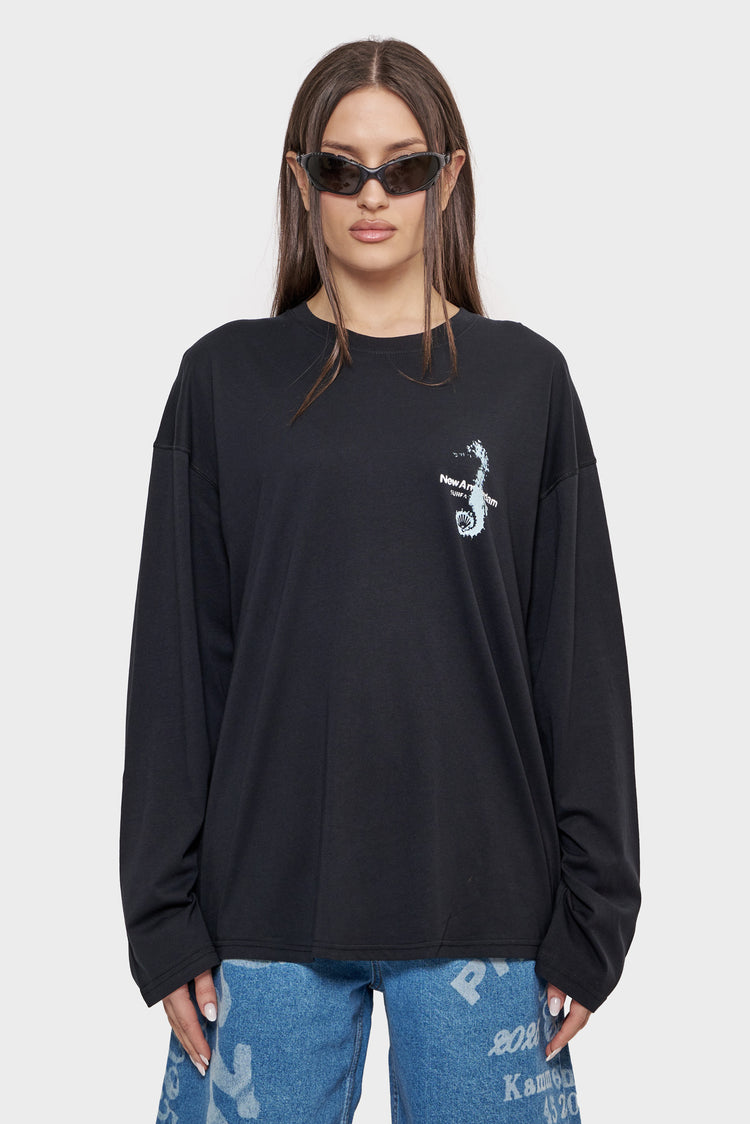 damskie#@Longsleeve SEAHORSE LONGSLEEVE czarny