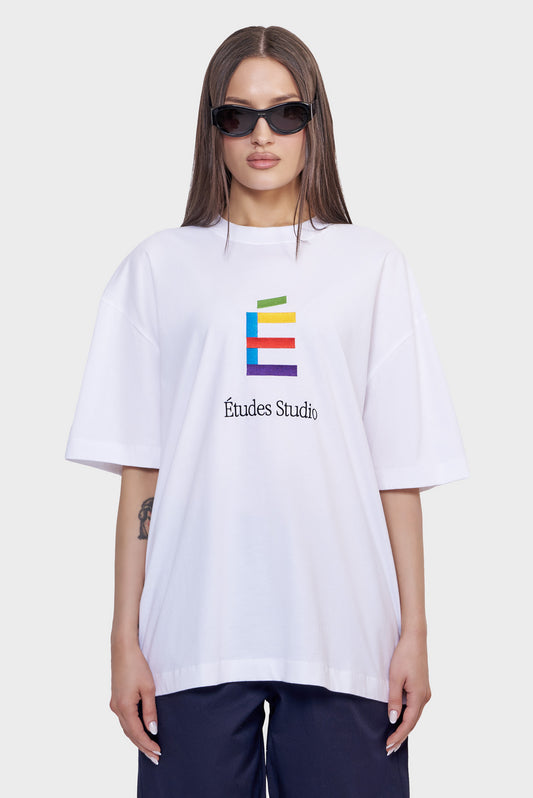 damskie#@Koszulka RELAX T-SHIRT RAINBOW E biała