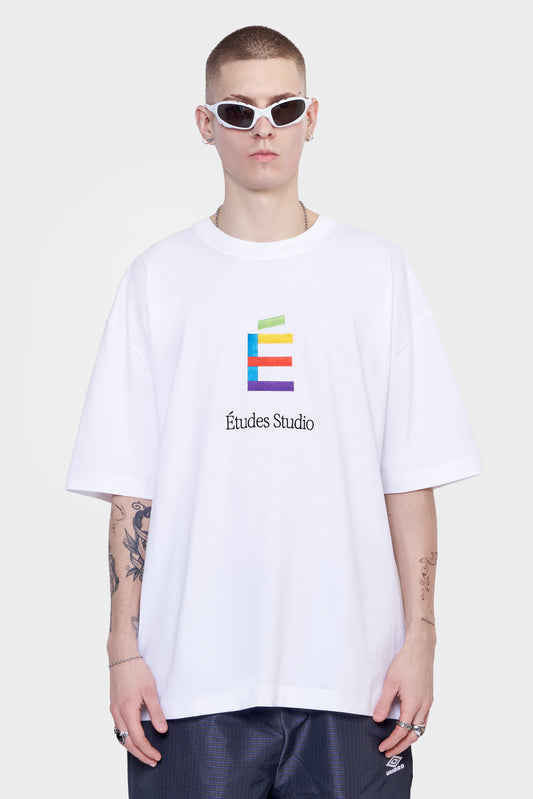 meskie#@Koszulka RELAX T-SHIRT RAINBOW E biała