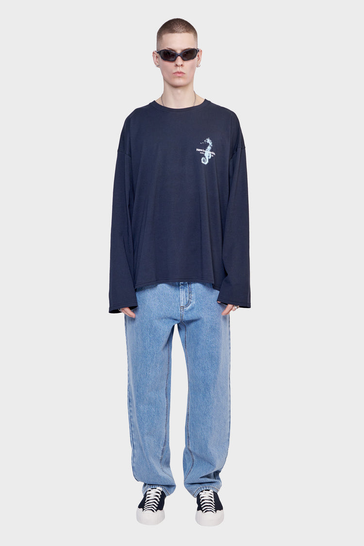 meskie#@Spodnie 252 DENIM/STONE WASH granatowe