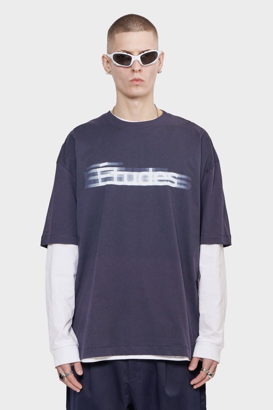 meskie#@Koszulka RELAX TEE ETUDES BLUR granatowa