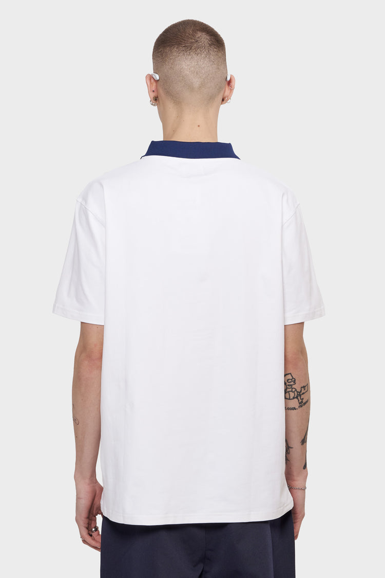 meskie#@Koszulka LOGO COLLAR biało-granatowa