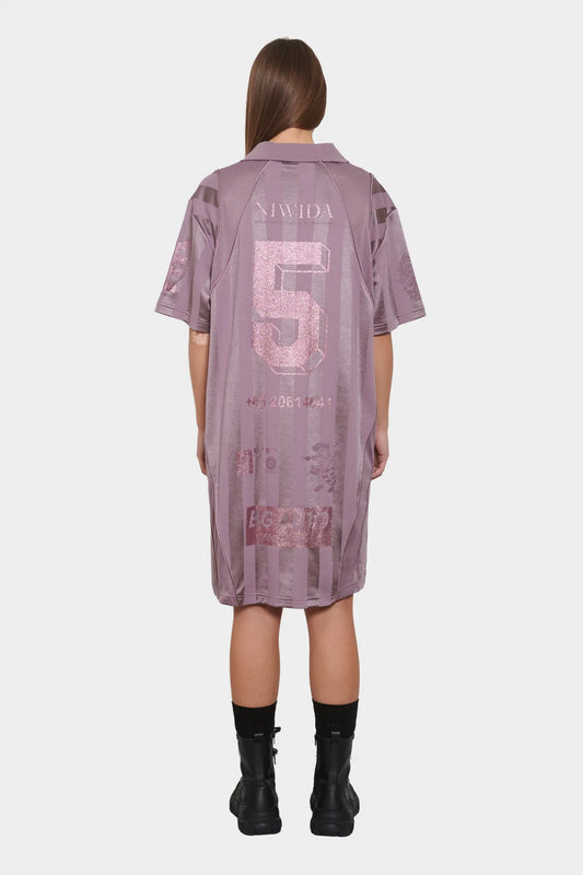 Sukienka FOOTBALL MESH DRESS purpurowa