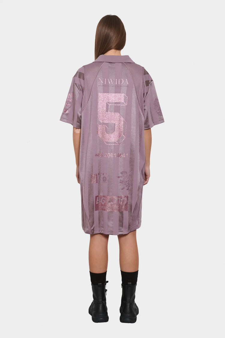 Sukienka FOOTBALL MESH DRESS purpurowa