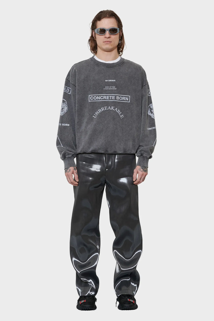 Bluza GRAPHIC PRINTED CREWNECK ciemnoszara