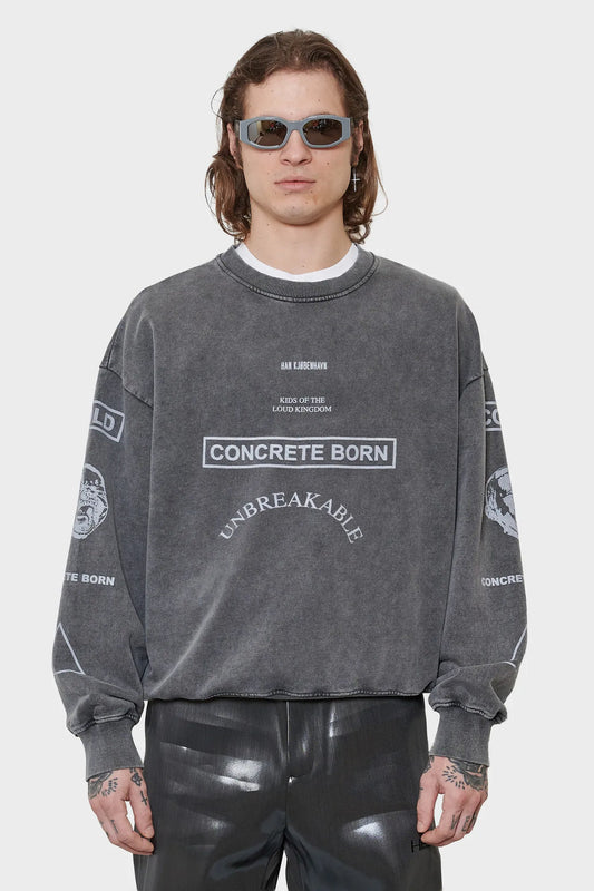 Bluza GRAPHIC PRINTED CREWNECK ciemnoszara