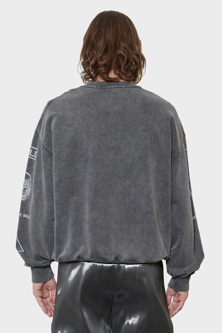 Bluza GRAPHIC PRINTED CREWNECK ciemnoszara