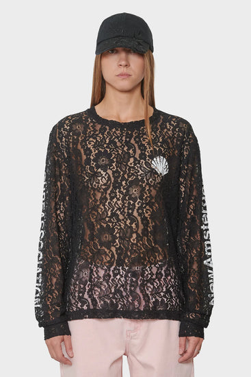 damskie#@Longsleeve LACE LOGO LONGSLEEVE czarny