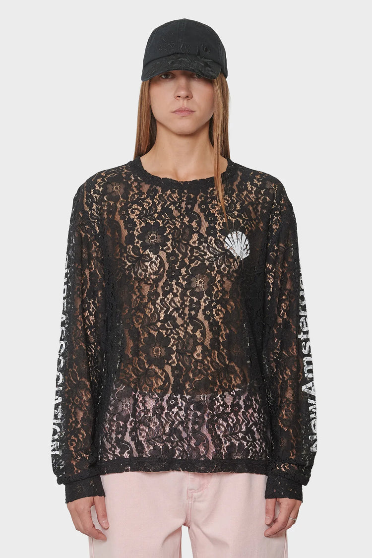 damskie#@Longsleeve LACE LOGO LONGSLEEVE czarny