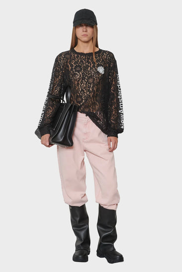 damskie#@Longsleeve LACE LOGO LONGSLEEVE czarny