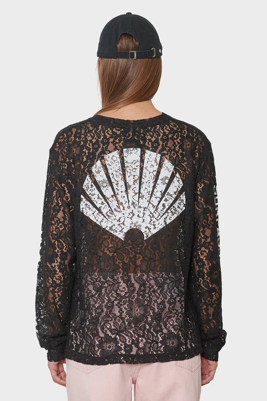 damskie#@Longsleeve LACE LOGO LONGSLEEVE czarny