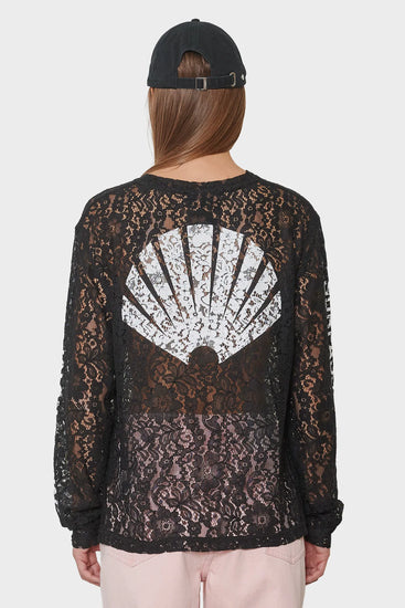 damskie#@Longsleeve LACE LOGO LONGSLEEVE czarny