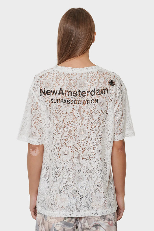 damskie#@Koszulka LACE LOGO TEE biała