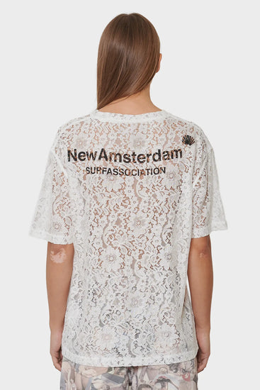 damskie#@Koszulka LACE LOGO TEE biała