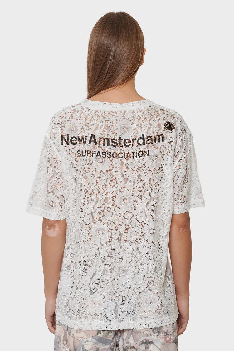 damskie#@Koszulka LACE LOGO TEE biała
