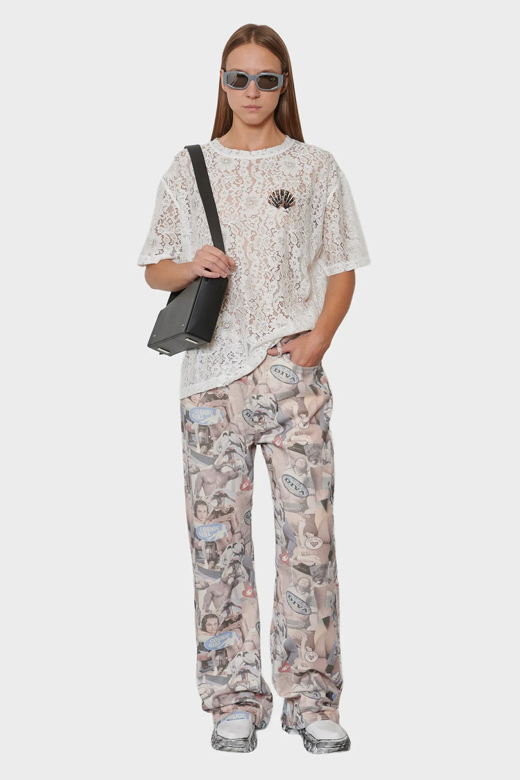 damskie#@Koszulka LACE LOGO TEE biała