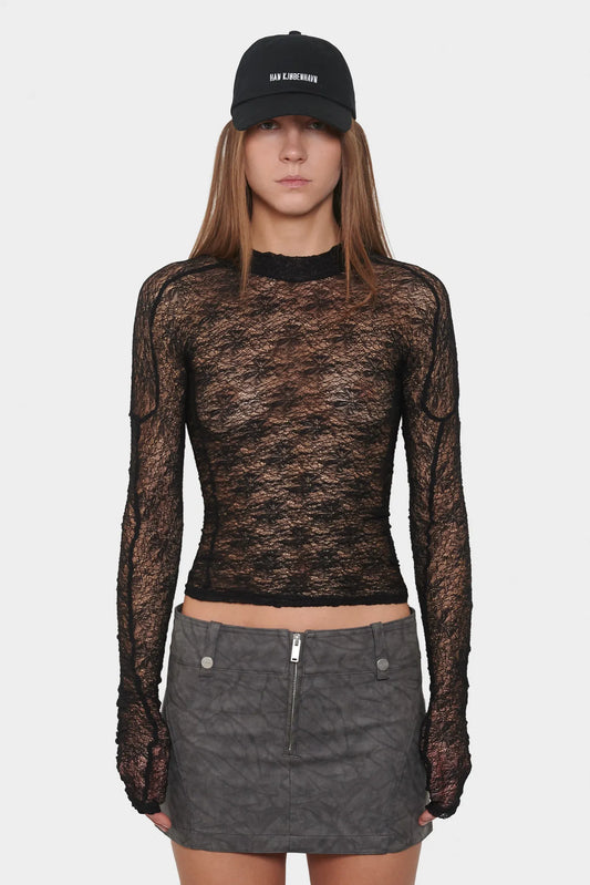 Top FLORAL LACE TOP czarna