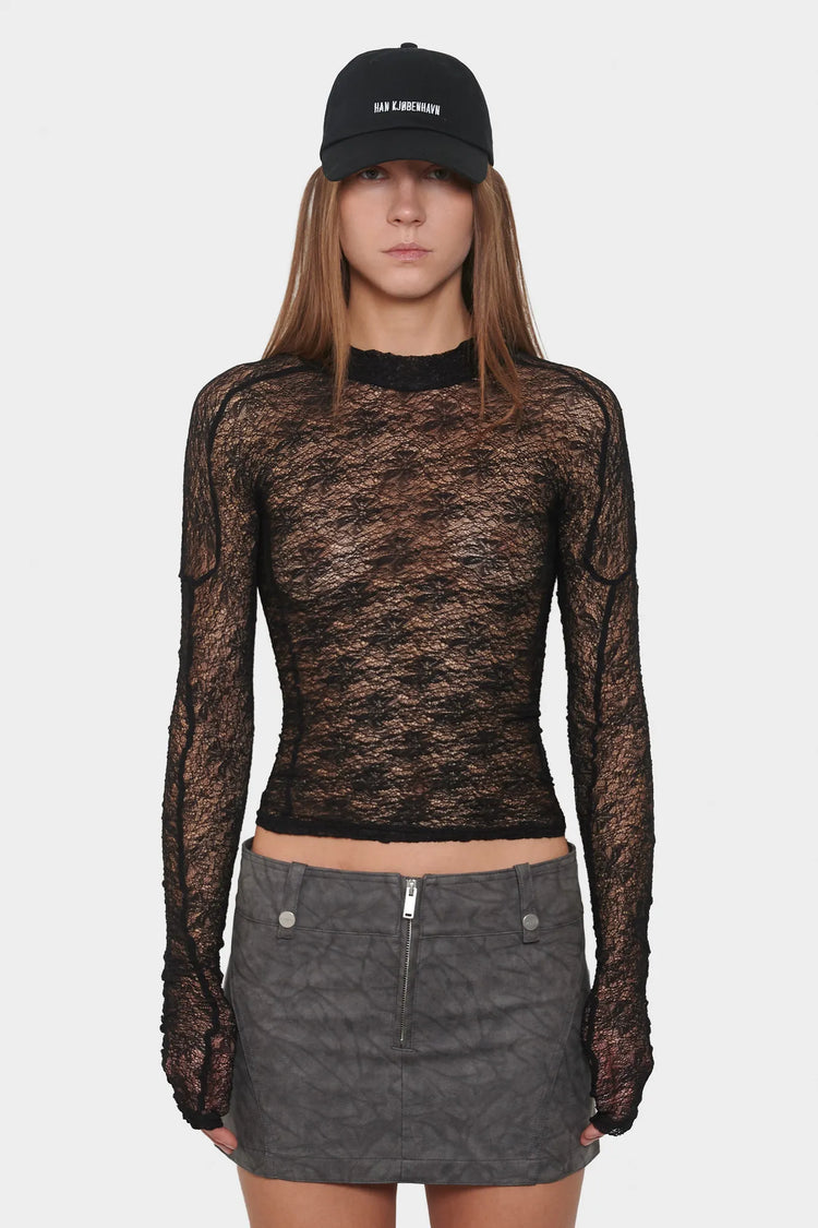Top FLORAL LACE TOP black